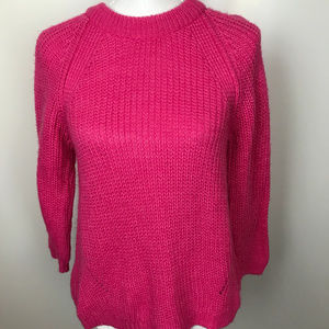 Zara Knit Sz M Hot Pink Long Sleeve Sweater